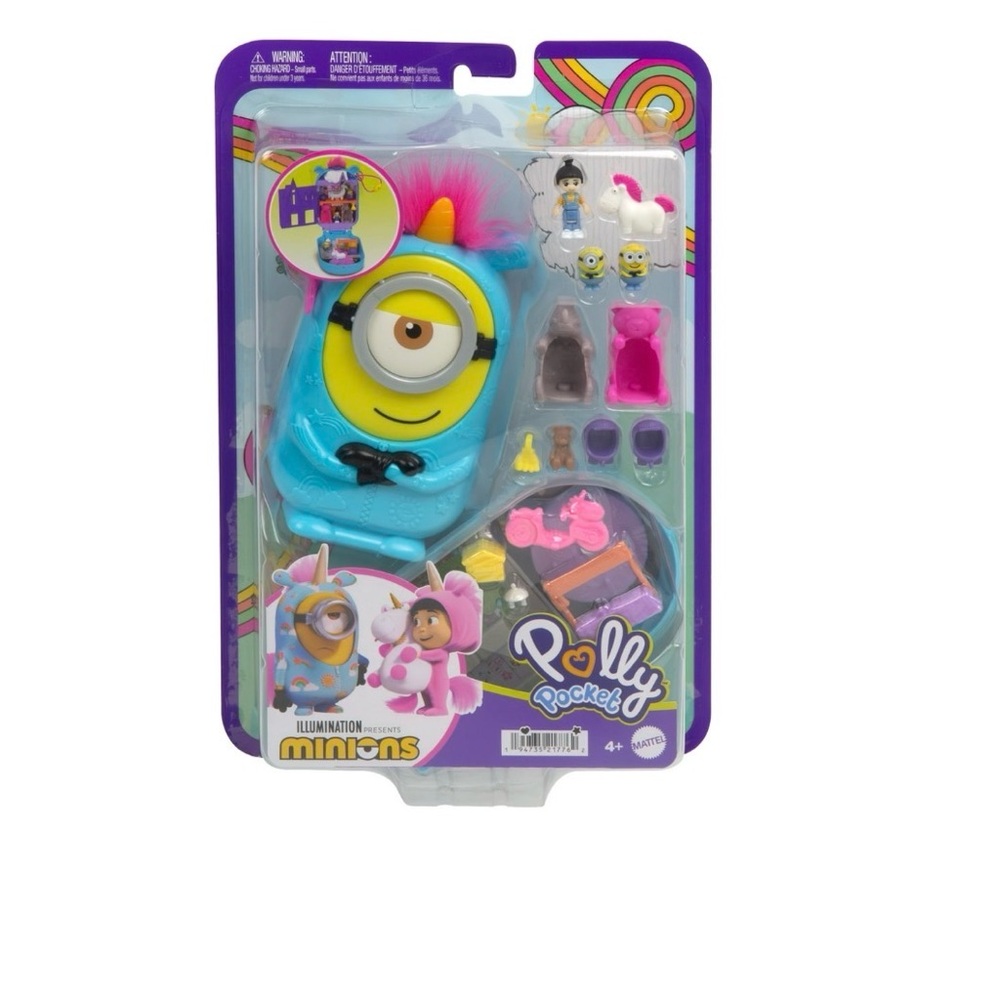 MINIONS Polly Pocket Play Set Toy , Minions Compact with 9 accessories.